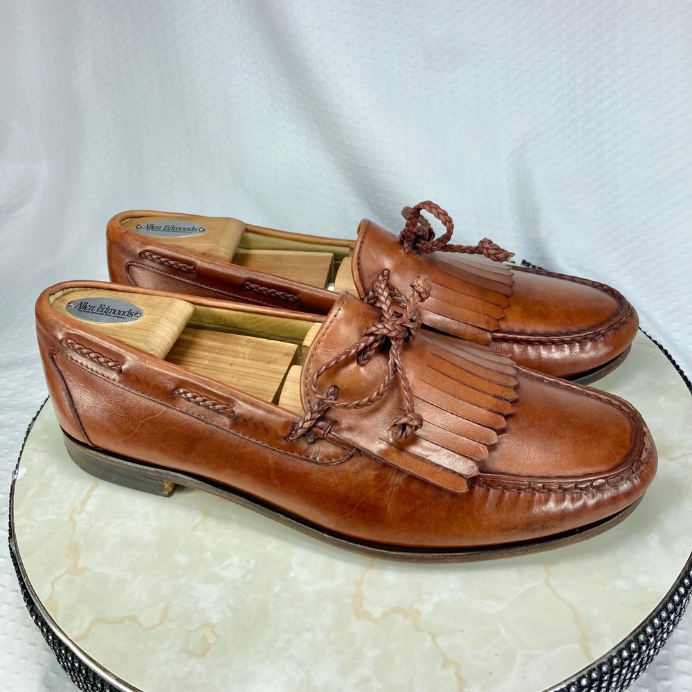 Allen Edmonds Nottingham Kiltie Tassel Loafers Mens 11 Brown Leather Dress Shoes - Picture 2 of 13